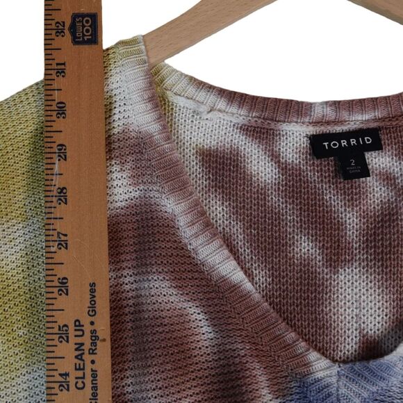 Torrid Multi Tie-Dye Pullover V-Neck Long Sleeve Sweater Sz 2X  Hippie Festiva - Picture 7 of 8